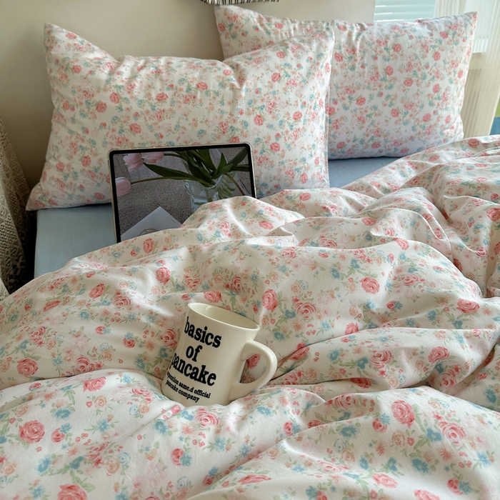 91家纺网 家纺一手货源 找家纺 （总）芷凡家纺 2025新款印花水洗棉双层纱四件套