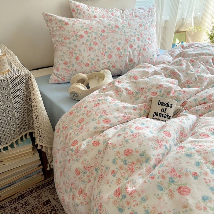 91家纺网 家纺一手货源 找家纺 （总）芷凡家纺 2025新款印花水洗棉双层纱四件套