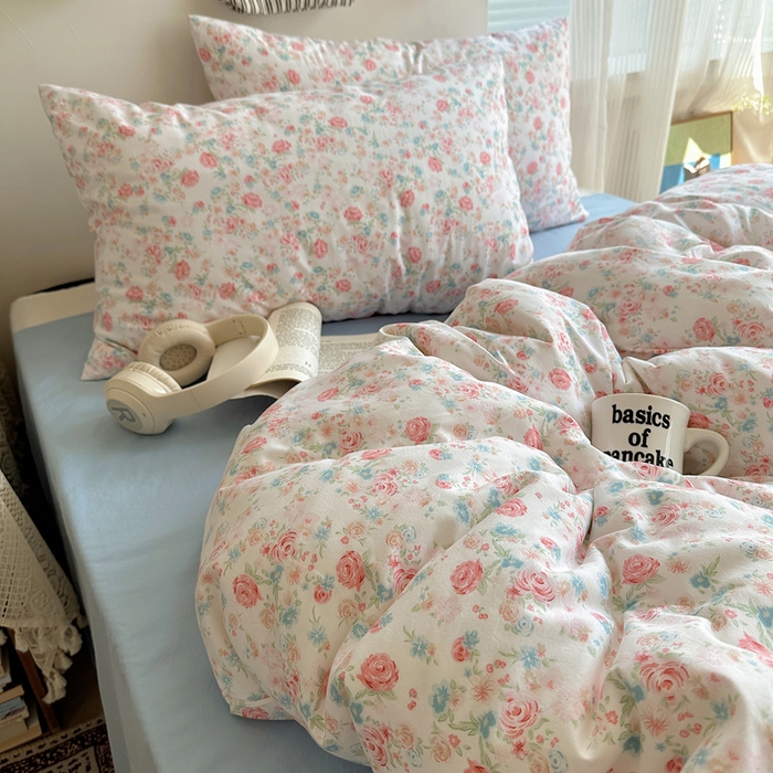 91家纺网 家纺一手货源 找家纺 （总）芷凡家纺 2025新款印花水洗棉双层纱四件套