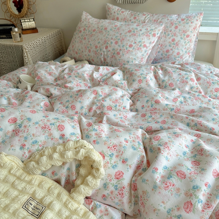 91家纺网 家纺一手货源 找家纺 （总）芷凡家纺 2025新款印花水洗棉双层纱四件套