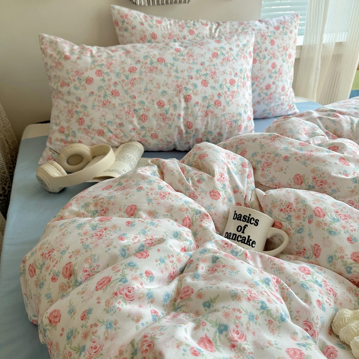 91家纺网 家纺一手货源 找家纺 （总）芷凡家纺 2025新款印花水洗棉双层纱四件套