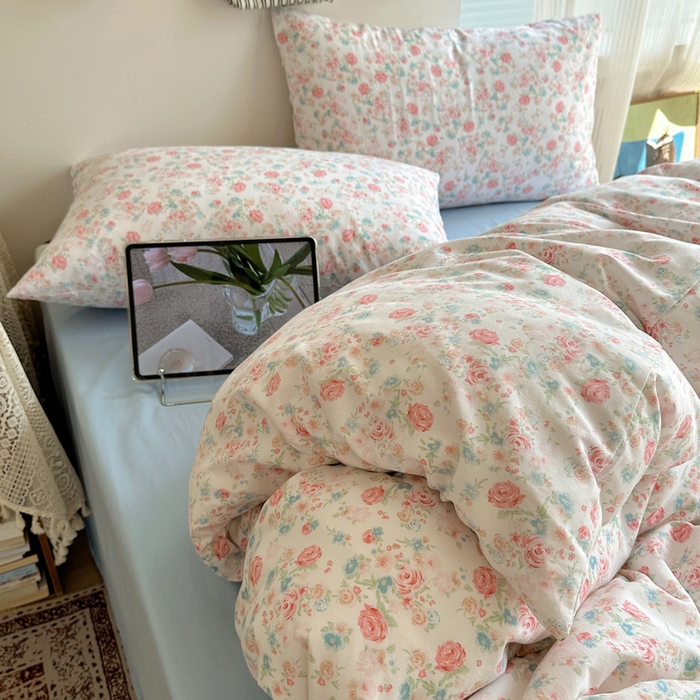 91家纺网 家纺一手货源 找家纺 （总）芷凡家纺 2025新款印花水洗棉双层纱四件套