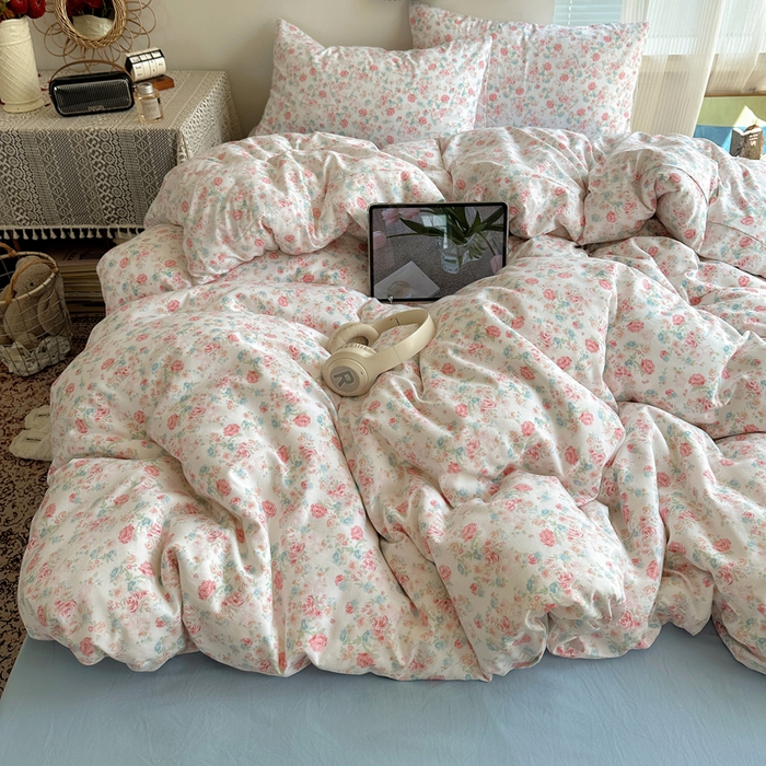 91家纺网 家纺一手货源 找家纺 （总）芷凡家纺 2025新款印花水洗棉双层纱四件套