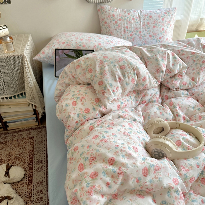 91家纺网 家纺一手货源 找家纺 （总）芷凡家纺 2025新款印花水洗棉双层纱四件套