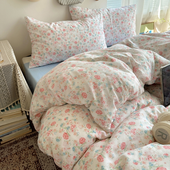 91家纺网 家纺一手货源 找家纺 （总）芷凡家纺 2025新款印花水洗棉双层纱四件套