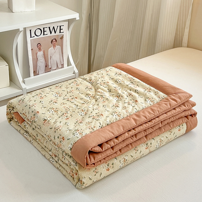 金梦家居 2025新款小竹棉亲肤印花夏被夏季被芯空调被子 觅橙