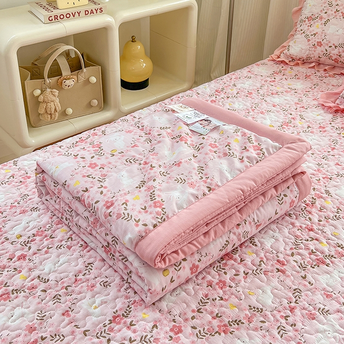 金梦家居 2025新款小竹棉亲肤印花夏被夏季被芯空调被子 紫韵