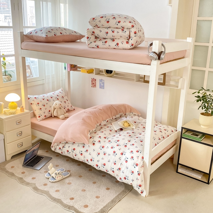 芷凡家纺 2025新款水洗棉双层纱学生三件套宿舍上下铺三件套 莓果