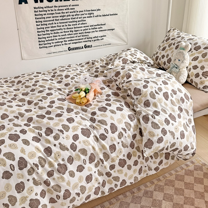 91家纺网 家纺一手货源 找家纺 芷凡家纺 2025新款水洗棉双层纱学生三件套宿舍上下铺三件套 萌萌狗