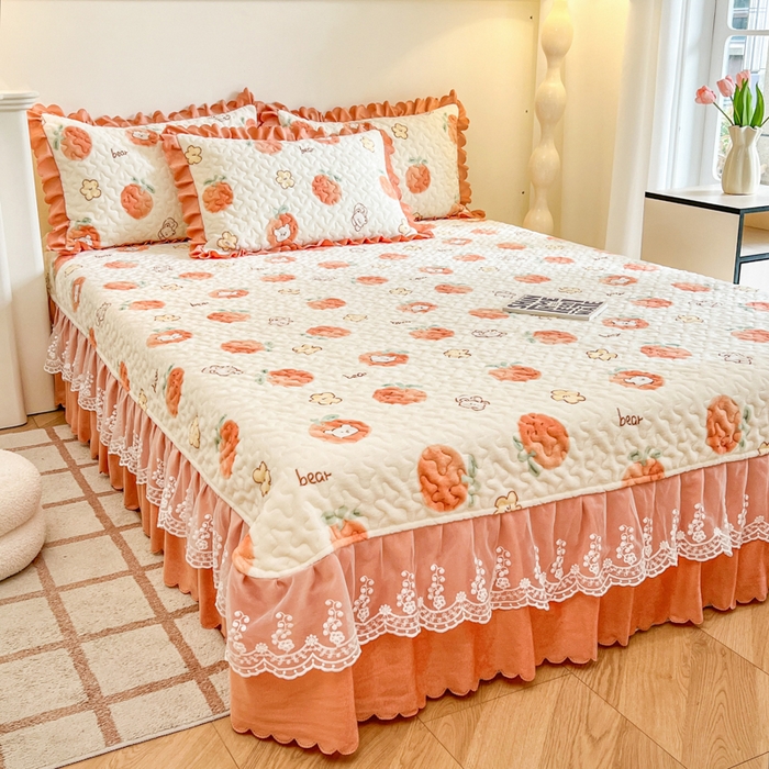 91家纺网 家纺一手货源 找家纺 （总）金梦家居 2025新款高克重牛奶绒印花床盖四件套