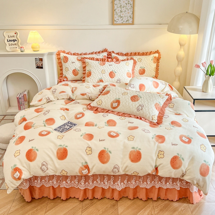 91家纺网 家纺一手货源 找家纺 （总）金梦家居 2025新款高克重牛奶绒印花床盖四件套