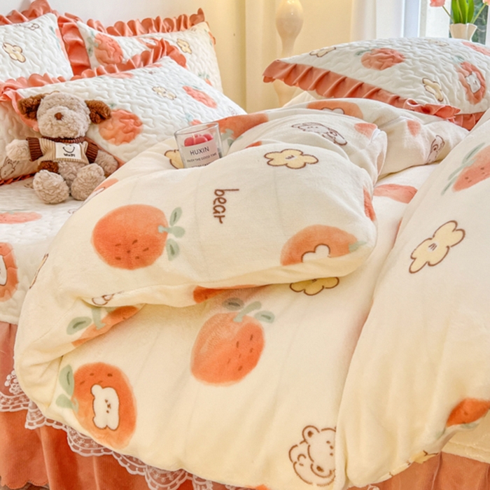 91家纺网 家纺一手货源 找家纺 （总）金梦家居 2025新款高克重牛奶绒印花床盖四件套