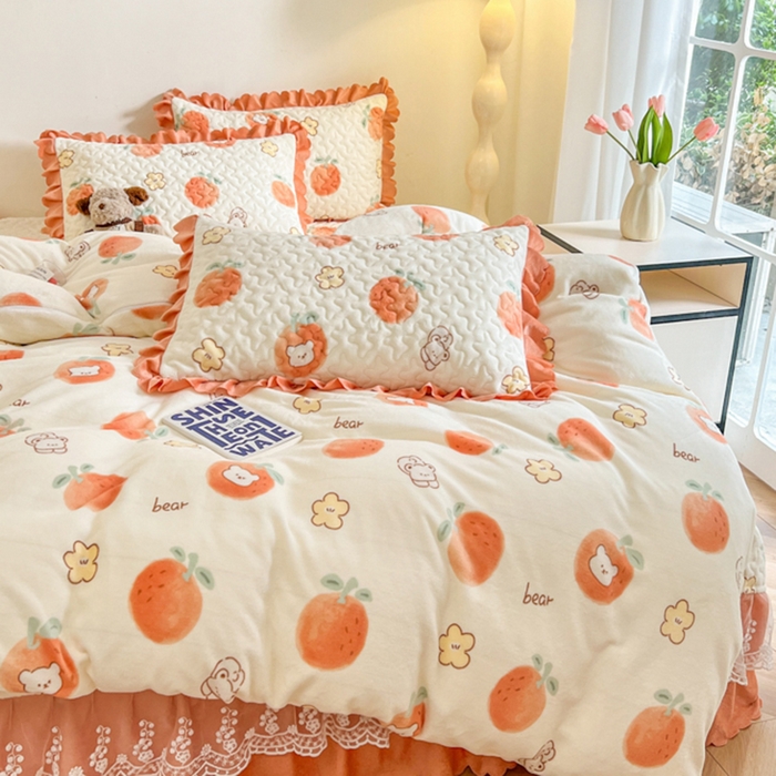 91家纺网 家纺一手货源 找家纺 （总）金梦家居 2025新款高克重牛奶绒印花床盖四件套