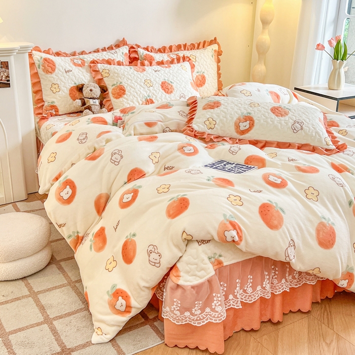 91家纺网 家纺一手货源 找家纺 （总）金梦家居 2025新款高克重牛奶绒印花床盖四件套