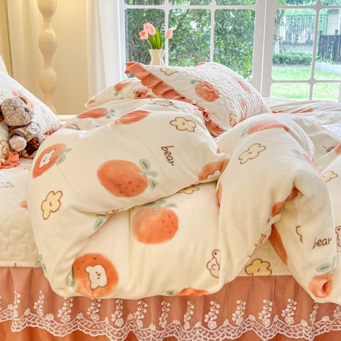 91家纺网 家纺一手货源 找家纺 （总）金梦家居 2025新款高克重牛奶绒印花床盖四件套