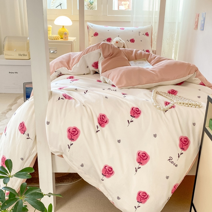 91家纺网 家纺一手货源 找家纺 芷凡家纺 2025新款水洗棉双层纱学生三件套宿舍上下铺三件套 暮烟