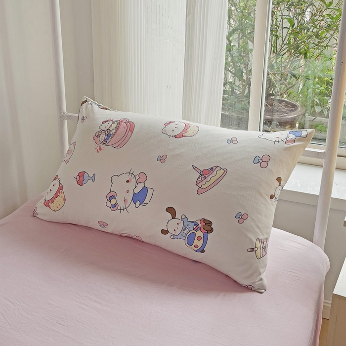 91家纺网 家纺一手货源 找家纺 芷凡家纺 2025新款水洗棉双层纱学生三件套宿舍上下铺三件套 奶猫