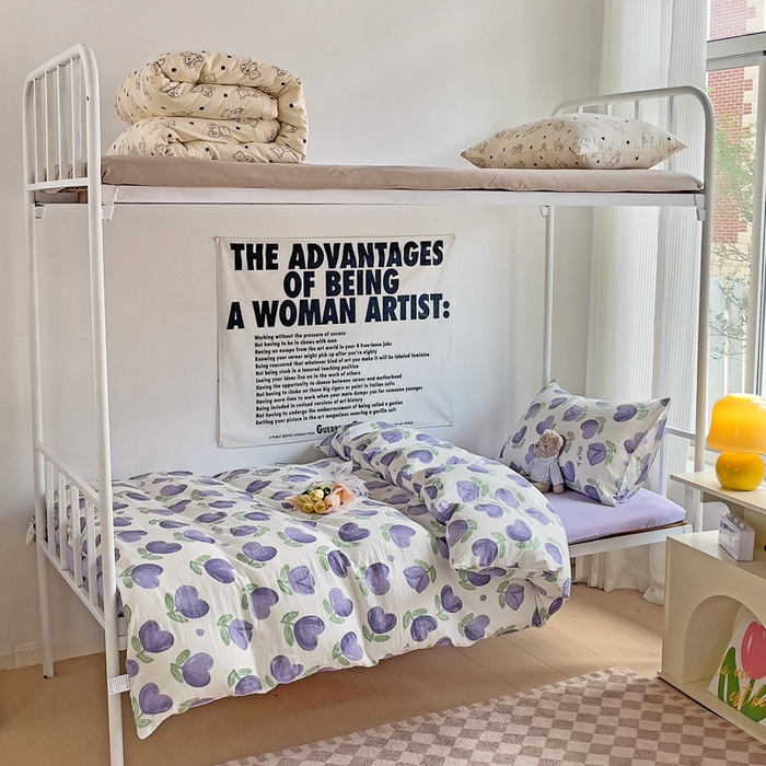 芷凡家纺 2025新款水洗棉双层纱学生三件套宿舍上下铺三件套 南岛小镇