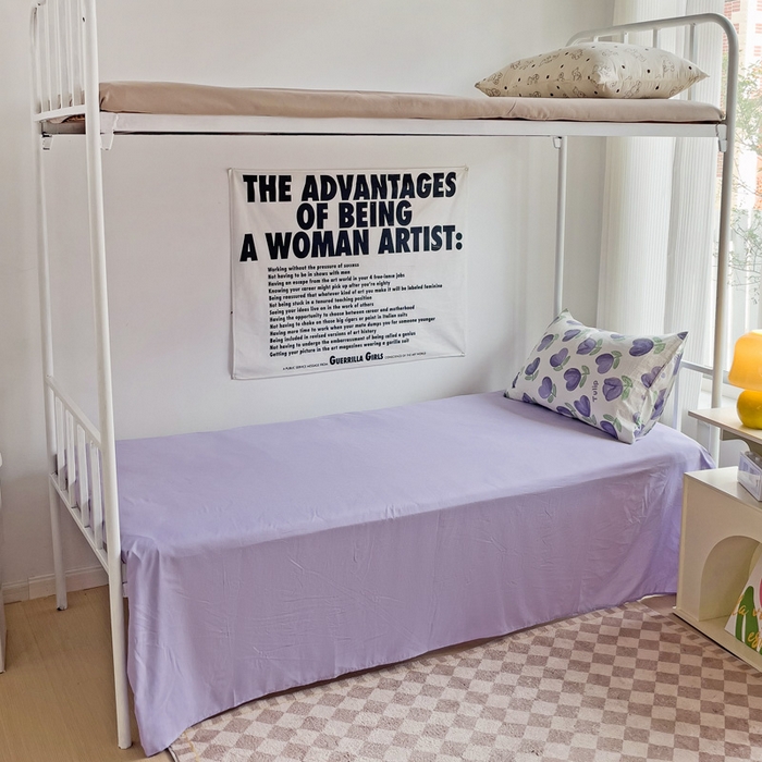 91家纺网 家纺一手货源 找家纺 芷凡家纺 2025新款水洗棉双层纱学生三件套宿舍上下铺三件套 南岛小镇