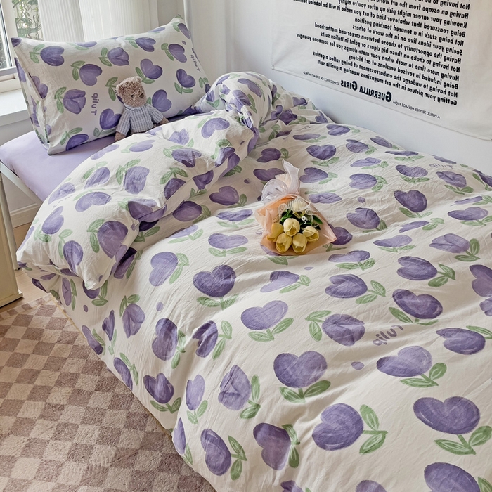 91家纺网 家纺一手货源 找家纺 芷凡家纺 2025新款水洗棉双层纱学生三件套宿舍上下铺三件套 南岛小镇