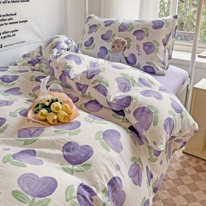 91家纺网 家纺一手货源 找家纺 芷凡家纺 2025新款水洗棉双层纱学生三件套宿舍上下铺三件套 南岛小镇