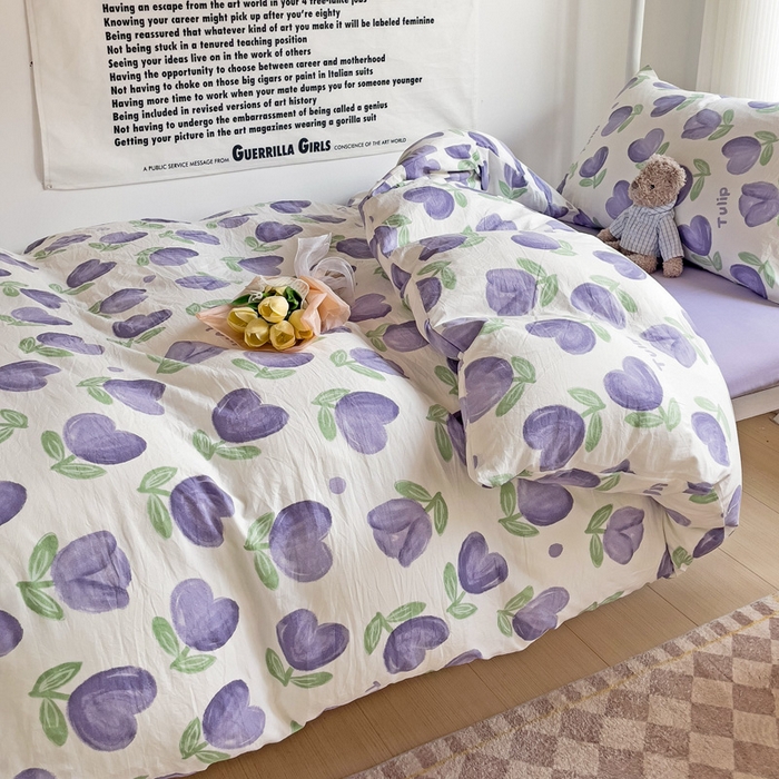 91家纺网 家纺一手货源 找家纺 芷凡家纺 2025新款水洗棉双层纱学生三件套宿舍上下铺三件套 南岛小镇