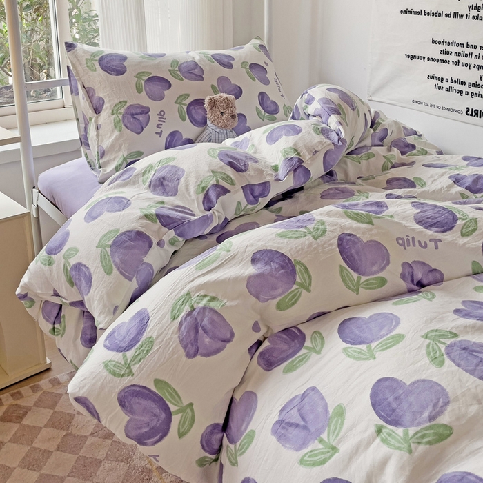 91家纺网 家纺一手货源 找家纺 芷凡家纺 2025新款水洗棉双层纱学生三件套宿舍上下铺三件套 南岛小镇