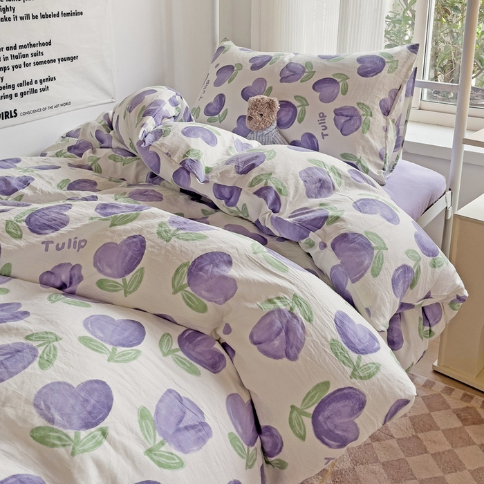 91家纺网 家纺一手货源 找家纺 芷凡家纺 2025新款水洗棉双层纱学生三件套宿舍上下铺三件套 南岛小镇