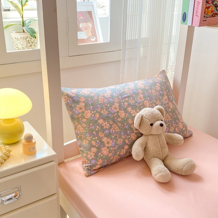 91家纺网 家纺一手货源 找家纺 芷凡家纺 2025新款水洗棉双层纱学生三件套宿舍上下铺三件套 甜心芭乐