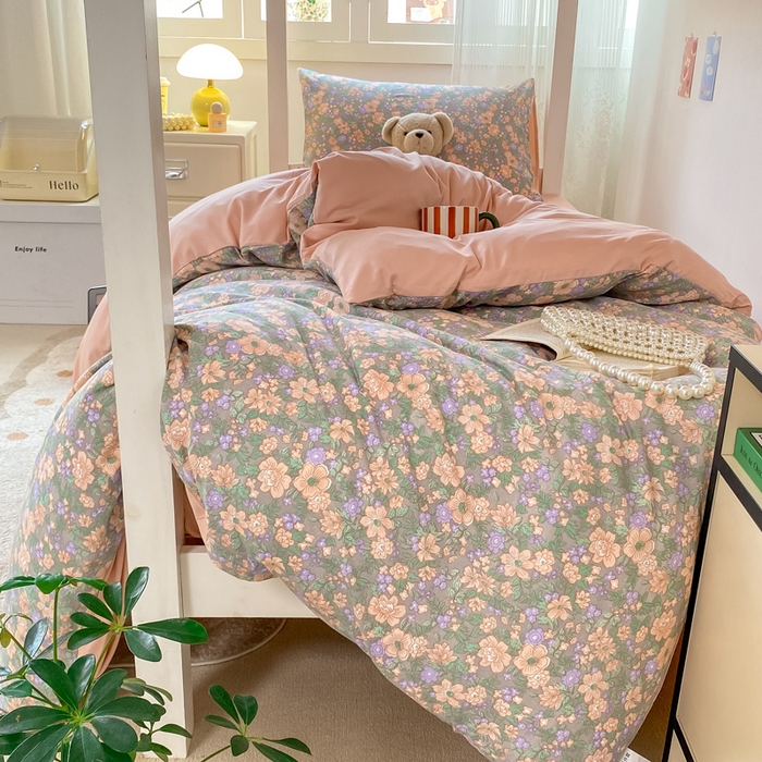 91家纺网 家纺一手货源 找家纺 芷凡家纺 2025新款水洗棉双层纱学生三件套宿舍上下铺三件套 甜心芭乐