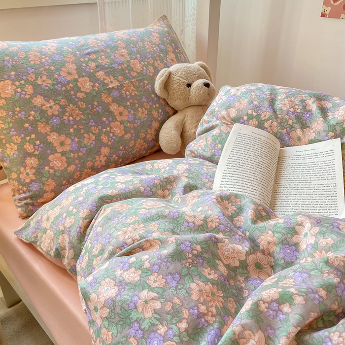 91家纺网 家纺一手货源 找家纺 芷凡家纺 2025新款水洗棉双层纱学生三件套宿舍上下铺三件套 甜心芭乐