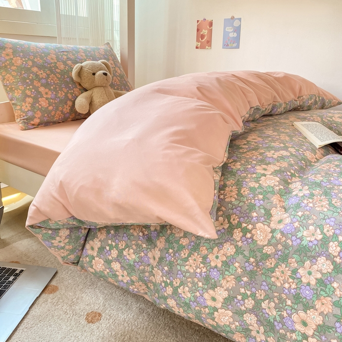 91家纺网 家纺一手货源 找家纺 芷凡家纺 2025新款水洗棉双层纱学生三件套宿舍上下铺三件套 甜心芭乐