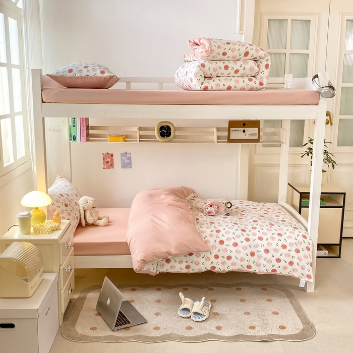 91家纺网 家纺一手货源 找家纺 芷凡家纺 2025新款水洗棉双层纱学生三件套宿舍上下铺三件套 未眠