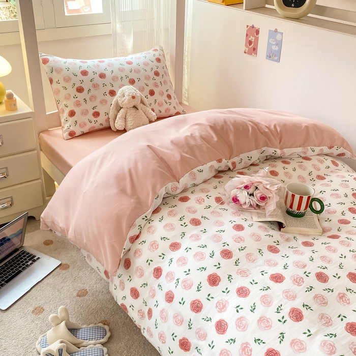 91家纺网 家纺一手货源 找家纺 芷凡家纺 2025新款水洗棉双层纱学生三件套宿舍上下铺三件套 未眠