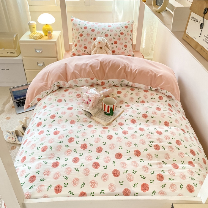 91家纺网 家纺一手货源 找家纺 芷凡家纺 2025新款水洗棉双层纱学生三件套宿舍上下铺三件套 未眠