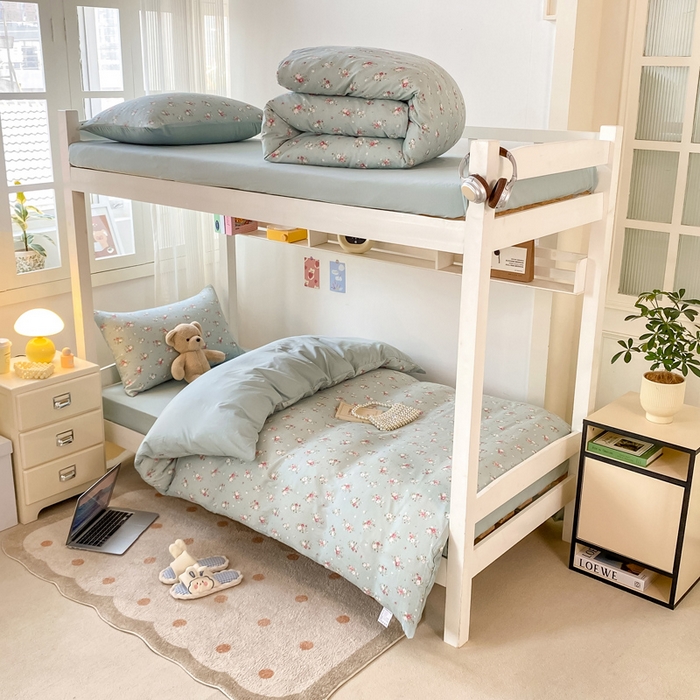 芷凡家纺 2025新款水洗棉双层纱学生三件套宿舍上下铺三件套 温茶