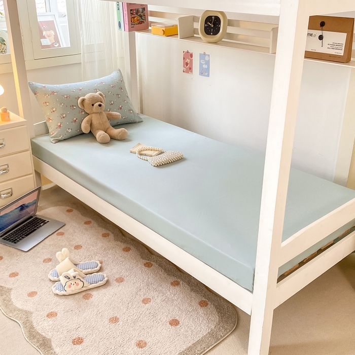 91家纺网 家纺一手货源 找家纺 芷凡家纺 2025新款水洗棉双层纱学生三件套宿舍上下铺三件套 温茶