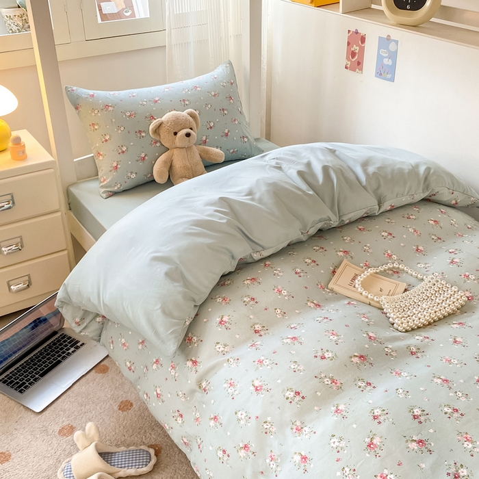 91家纺网 家纺一手货源 找家纺 芷凡家纺 2025新款水洗棉双层纱学生三件套宿舍上下铺三件套 温茶