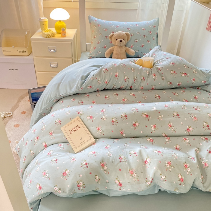 91家纺网 家纺一手货源 找家纺 芷凡家纺 2025新款水洗棉双层纱学生三件套宿舍上下铺三件套 温茶