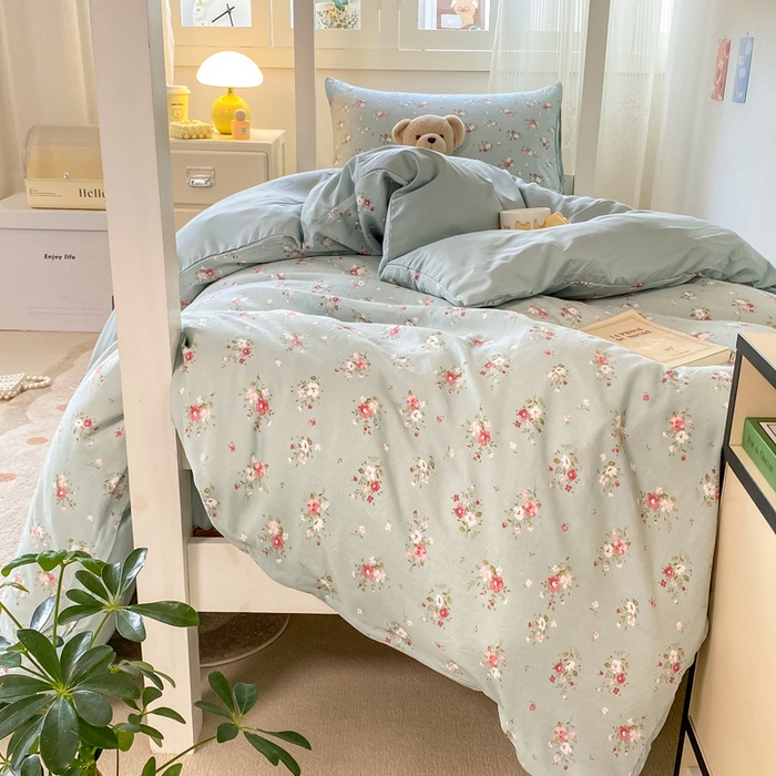 91家纺网 家纺一手货源 找家纺 芷凡家纺 2025新款水洗棉双层纱学生三件套宿舍上下铺三件套 温茶