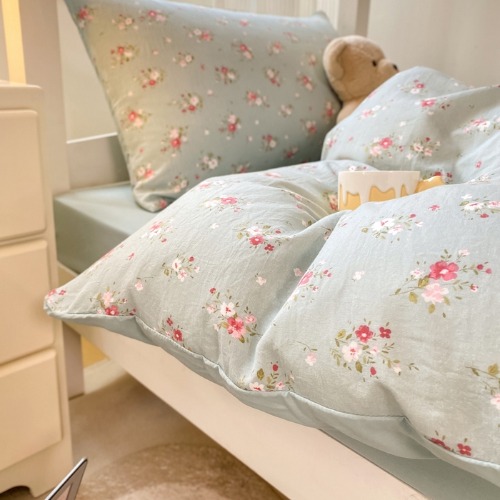 91家纺网 家纺一手货源 找家纺 芷凡家纺 2025新款水洗棉双层纱学生三件套宿舍上下铺三件套 温茶