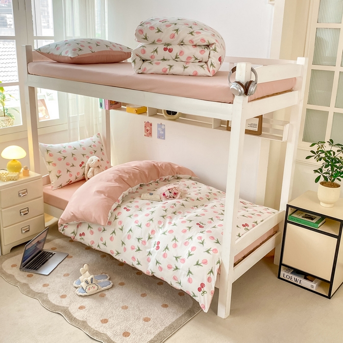 芷凡家纺 2025新款水洗棉双层纱学生三件套宿舍上下铺三件套 雾恋