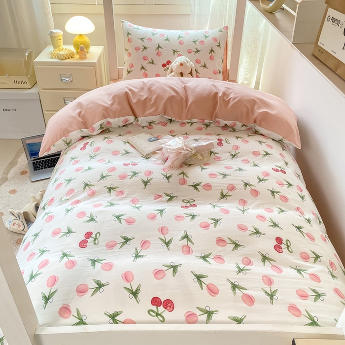 91家纺网 家纺一手货源 找家纺 芷凡家纺 2025新款水洗棉双层纱学生三件套宿舍上下铺三件套 雾恋