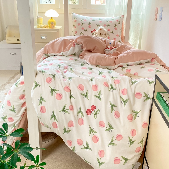 91家纺网 家纺一手货源 找家纺 芷凡家纺 2025新款水洗棉双层纱学生三件套宿舍上下铺三件套 雾恋