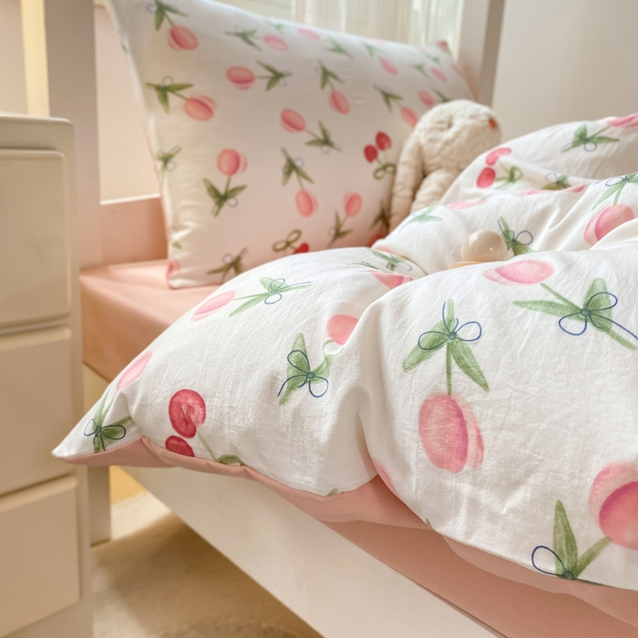 91家纺网 家纺一手货源 找家纺 芷凡家纺 2025新款水洗棉双层纱学生三件套宿舍上下铺三件套 雾恋