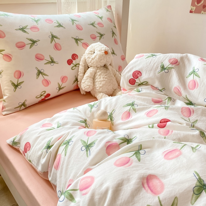 91家纺网 家纺一手货源 找家纺 芷凡家纺 2025新款水洗棉双层纱学生三件套宿舍上下铺三件套 雾恋