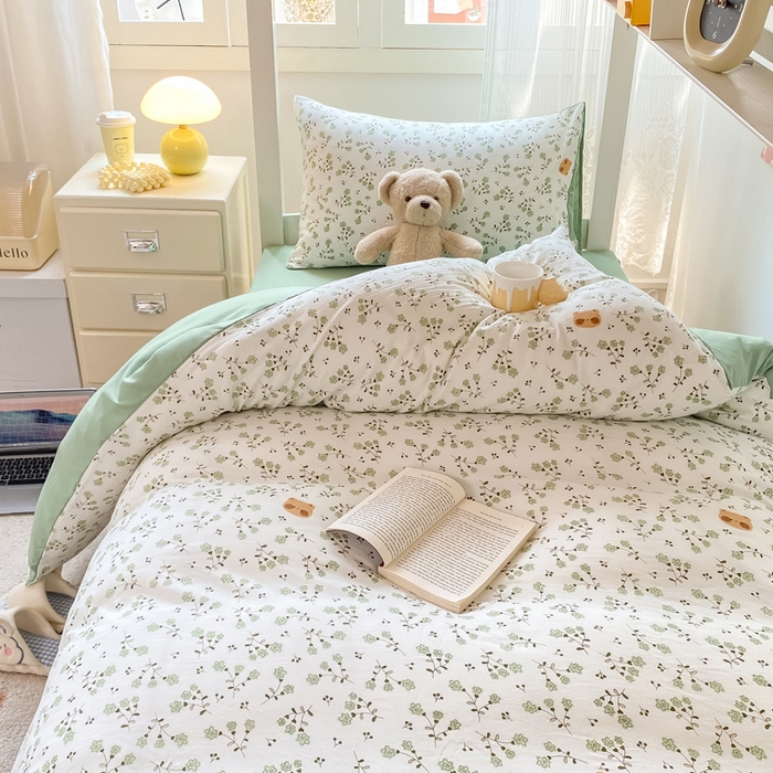 91家纺网 家纺一手货源 找家纺 芷凡家纺 2025新款水洗棉双层纱学生三件套宿舍上下铺三件套 巷里