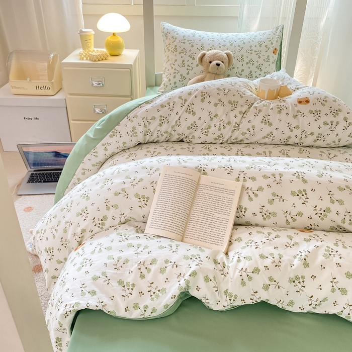 91家纺网 家纺一手货源 找家纺 芷凡家纺 2025新款水洗棉双层纱学生三件套宿舍上下铺三件套 巷里