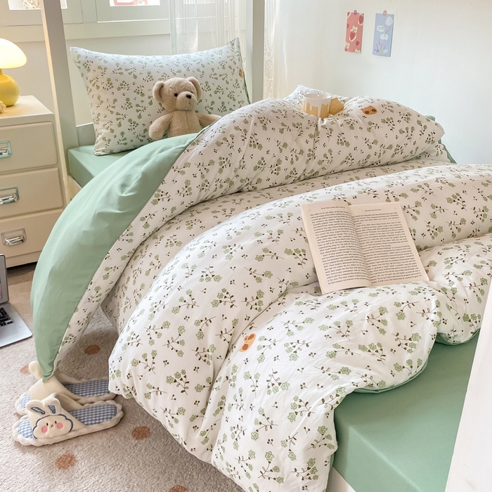 91家纺网 家纺一手货源 找家纺 芷凡家纺 2025新款水洗棉双层纱学生三件套宿舍上下铺三件套 巷里