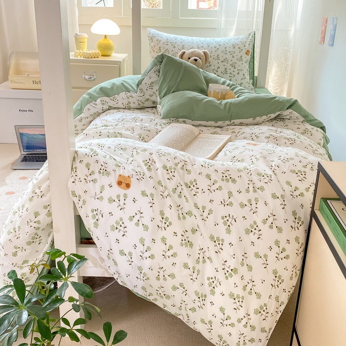 91家纺网 家纺一手货源 找家纺 芷凡家纺 2025新款水洗棉双层纱学生三件套宿舍上下铺三件套 巷里